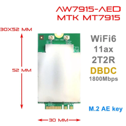 524WiFi 6 2T2R Dual Bands Dual Concurrents DBDC M.2 Card AE Key 1800Mbps IEEE802.11ax 2.4G + 5GHz MT7915 AW7915-AED for 524wifi.com