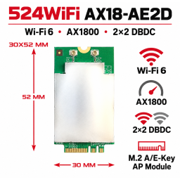 524WiFi AX18-AE2D Pro Plus – Wi-Fi 6 AX1800 2×2 DBDC M.2 A/E-Key AP Module