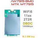 524 WiFi 6 2T2R Dual Bands Dual Concurrents DBDC M.2 Card BM Key 1800 IEEE802.11ax 2.4G / 5GHz MT7915 AW7915-BMD for 524wifi.com