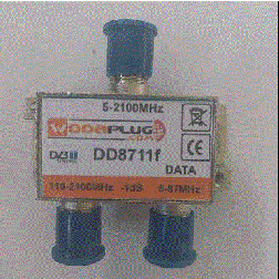 Wodaplug EOC 2-87MHz data passing thru Diplex filter DD8711f 3*F connectors, data / TV (DVB-T2) + SAT