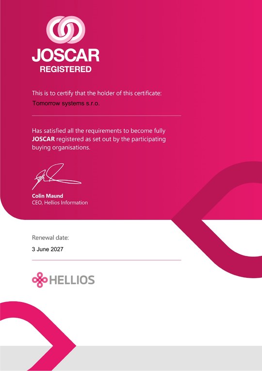 JOSCAR Registered certificate held by Tomorrow Systems s.r.o.&reg;