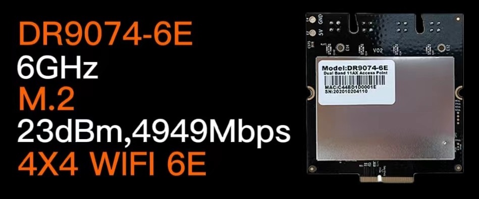 DR9074 Triband : QCN9074 WiFi 6E Network Card – 23dBm, 4949 Mbps, Industrial-Grade